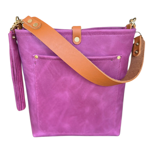 Bennett Bucket in Electric Pink Full Grain Leather