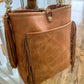 Western Bennett Bucket in Horween Natural Derby w/fringe and Candy Strap