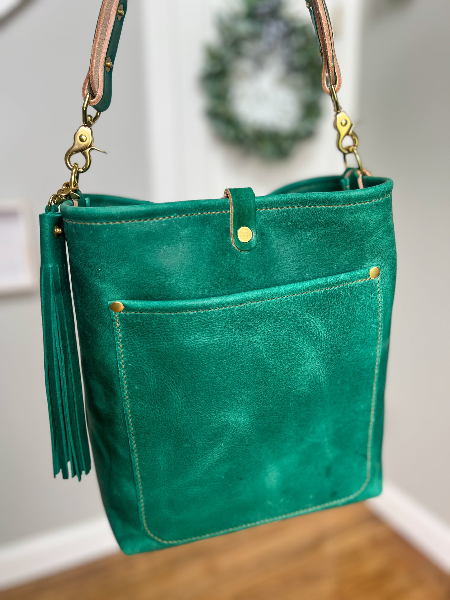 Bennett Bucket in Teal Full Grain Leather