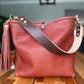 Hobo Bucket in Chestnut Full Grain Bison Leather