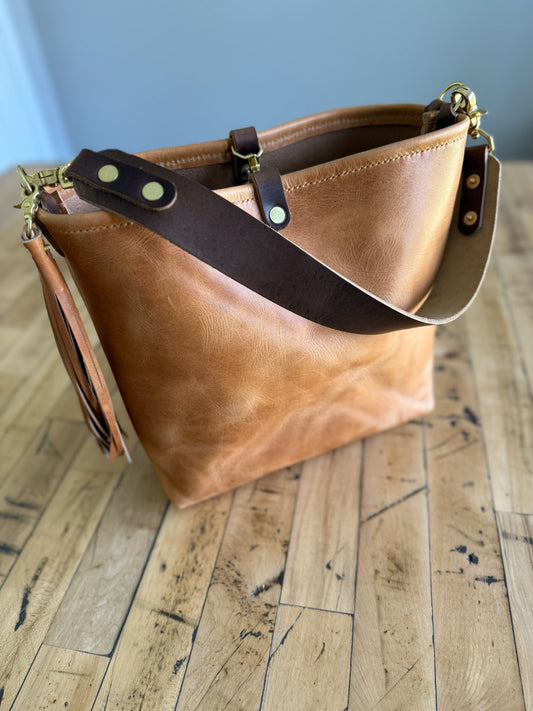 Hobo Bucket in Light Natural Horween Derby