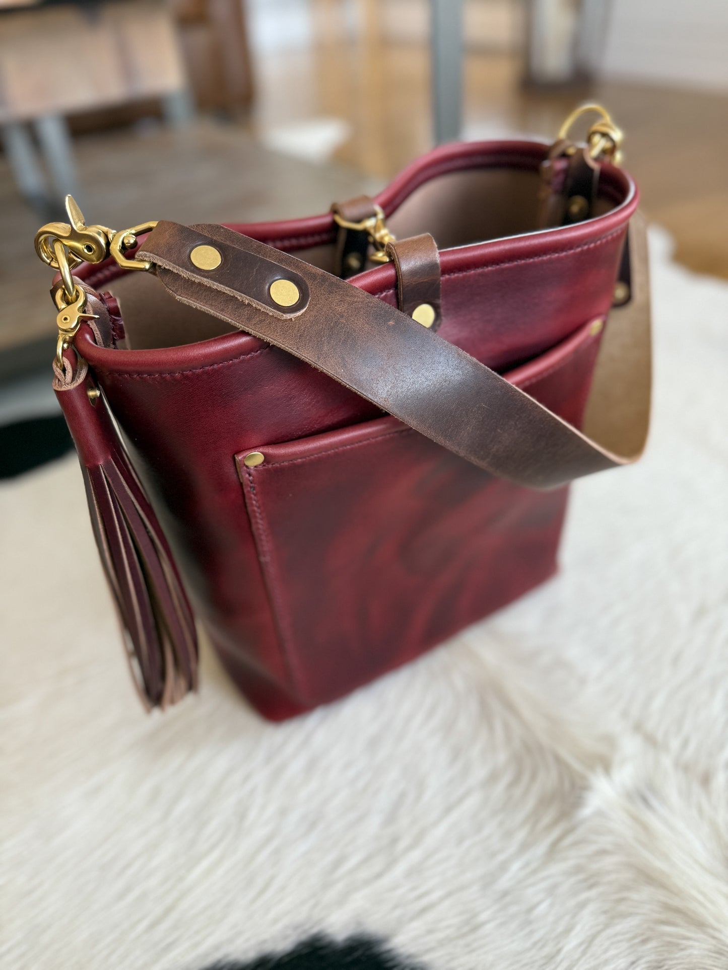 Bennett Bucket in Burgundy Chromexcel Horween