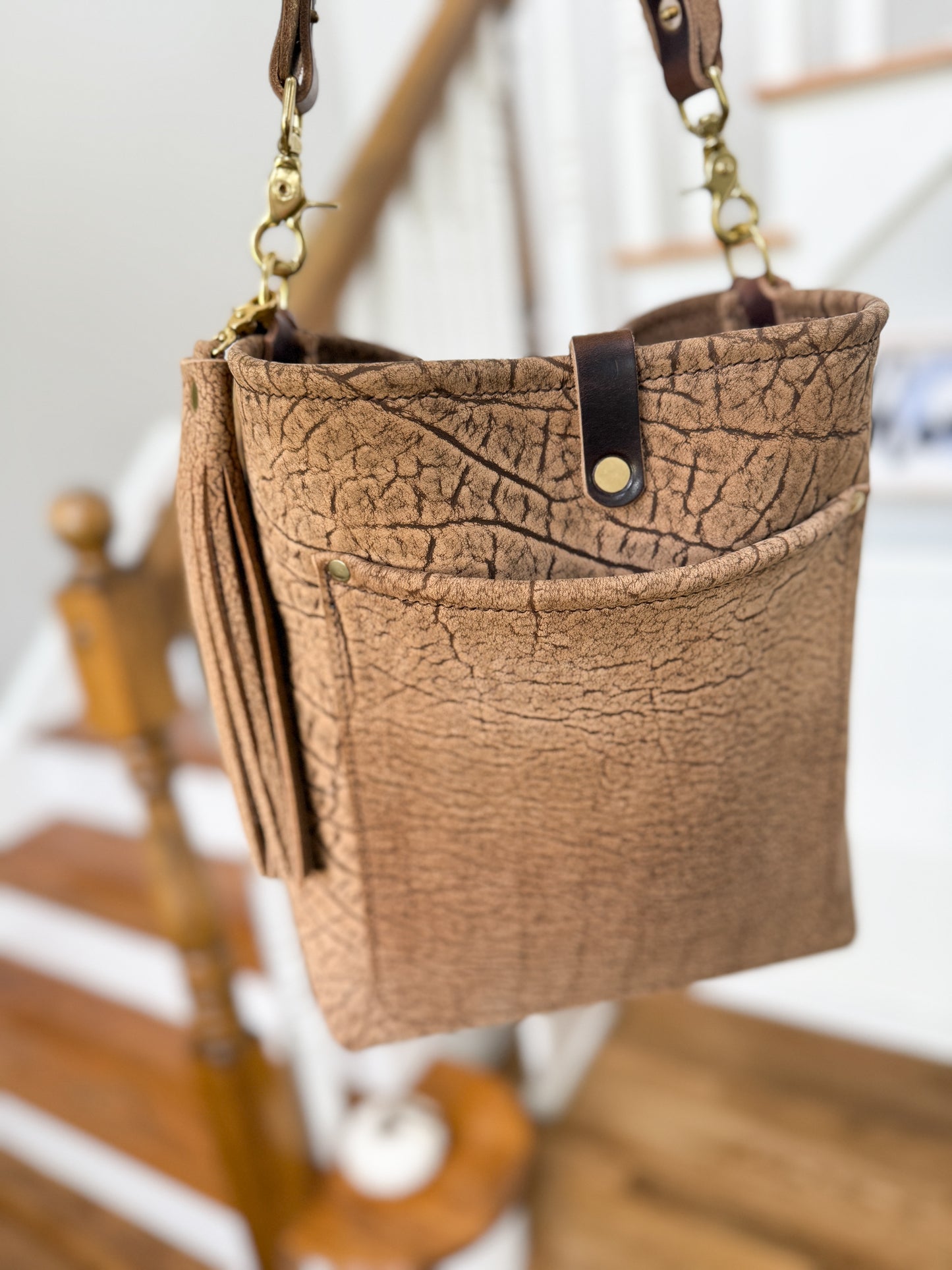 Bennett Bucket in Riverstone Full Grain Bison