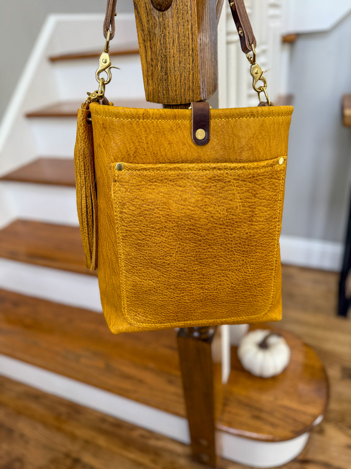 Bennett Bucket in Goldenrod Full Grain Bison