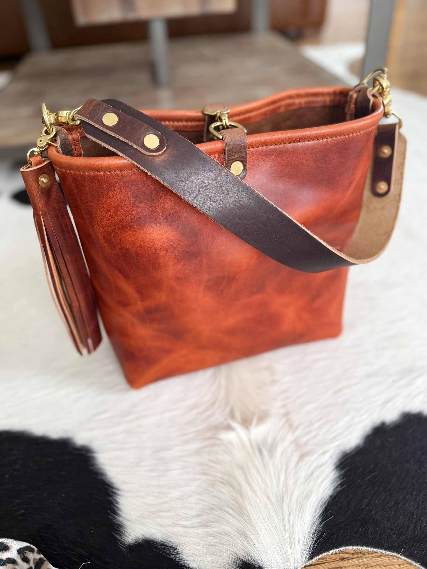 Hobo Bucket in Horween English Tan