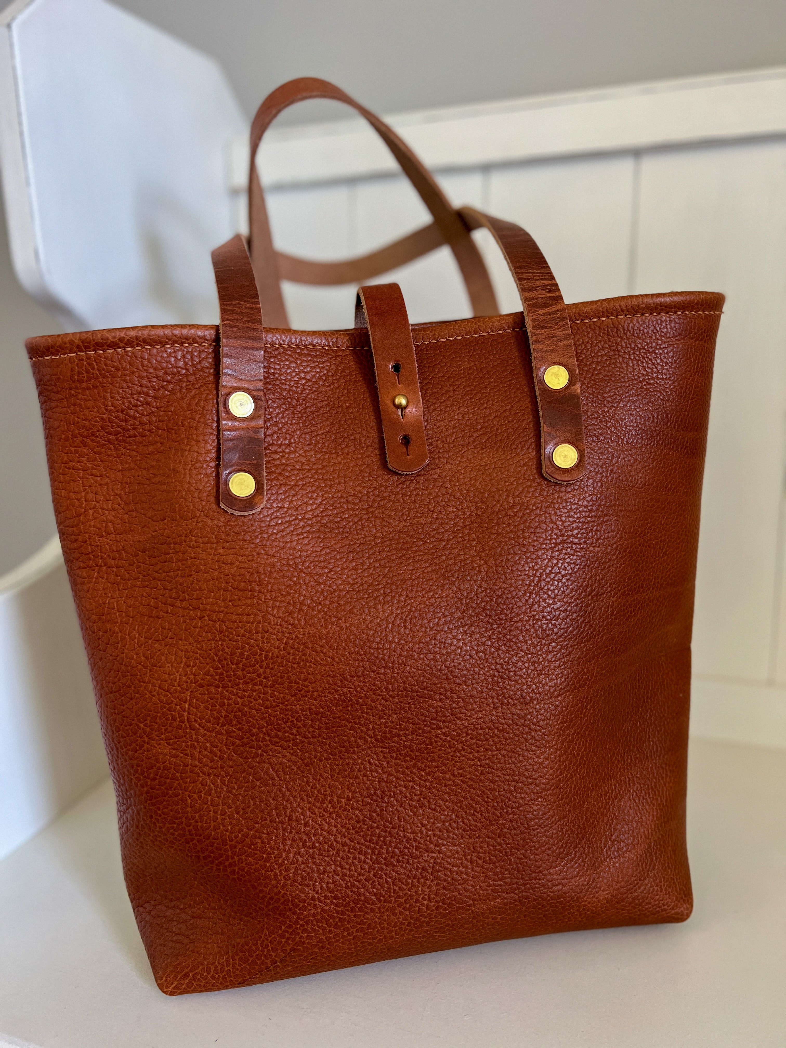 Tall leather outlet tote