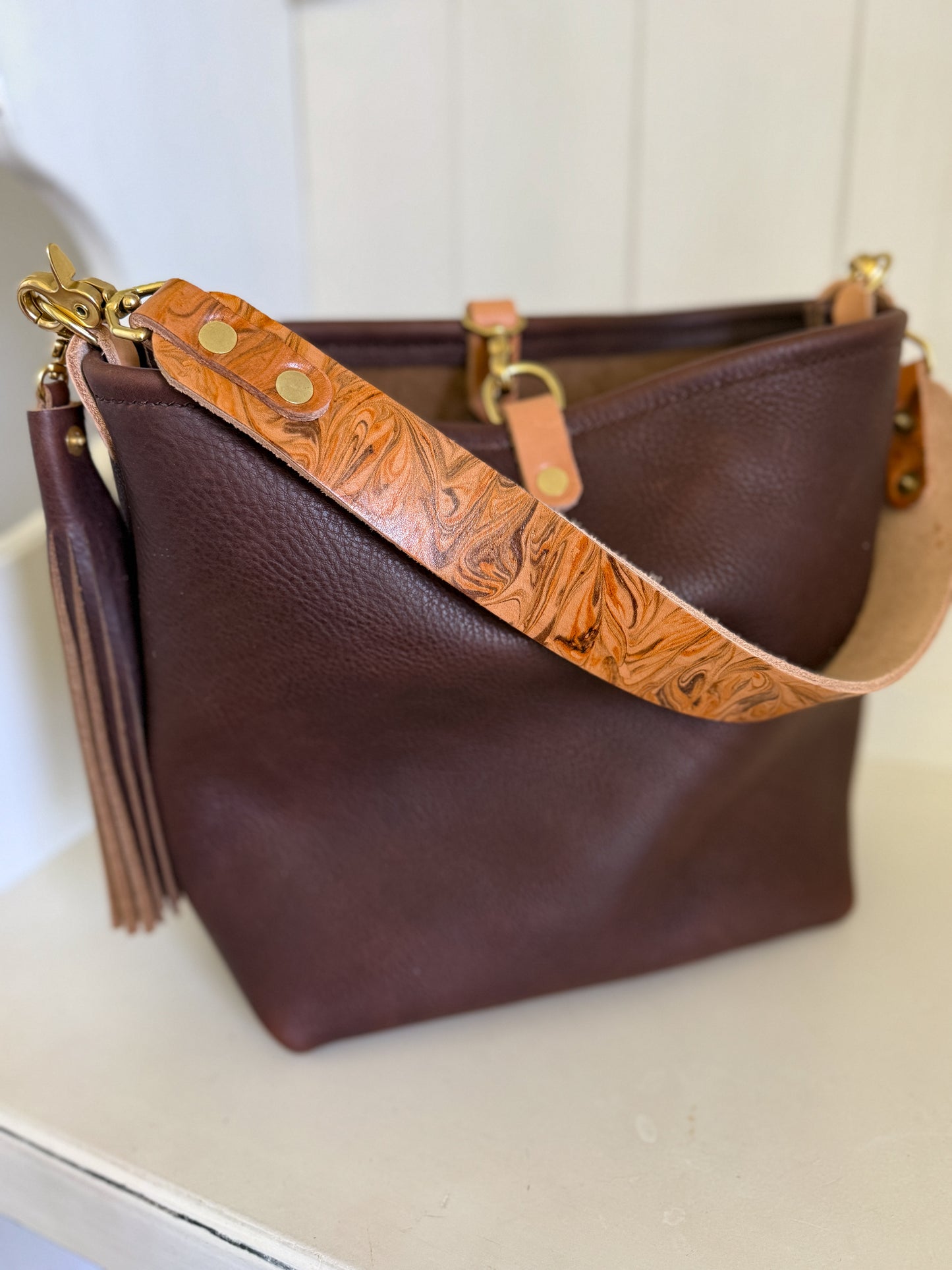 Hobo Bucket Horween Chocolate Full Grain Leather