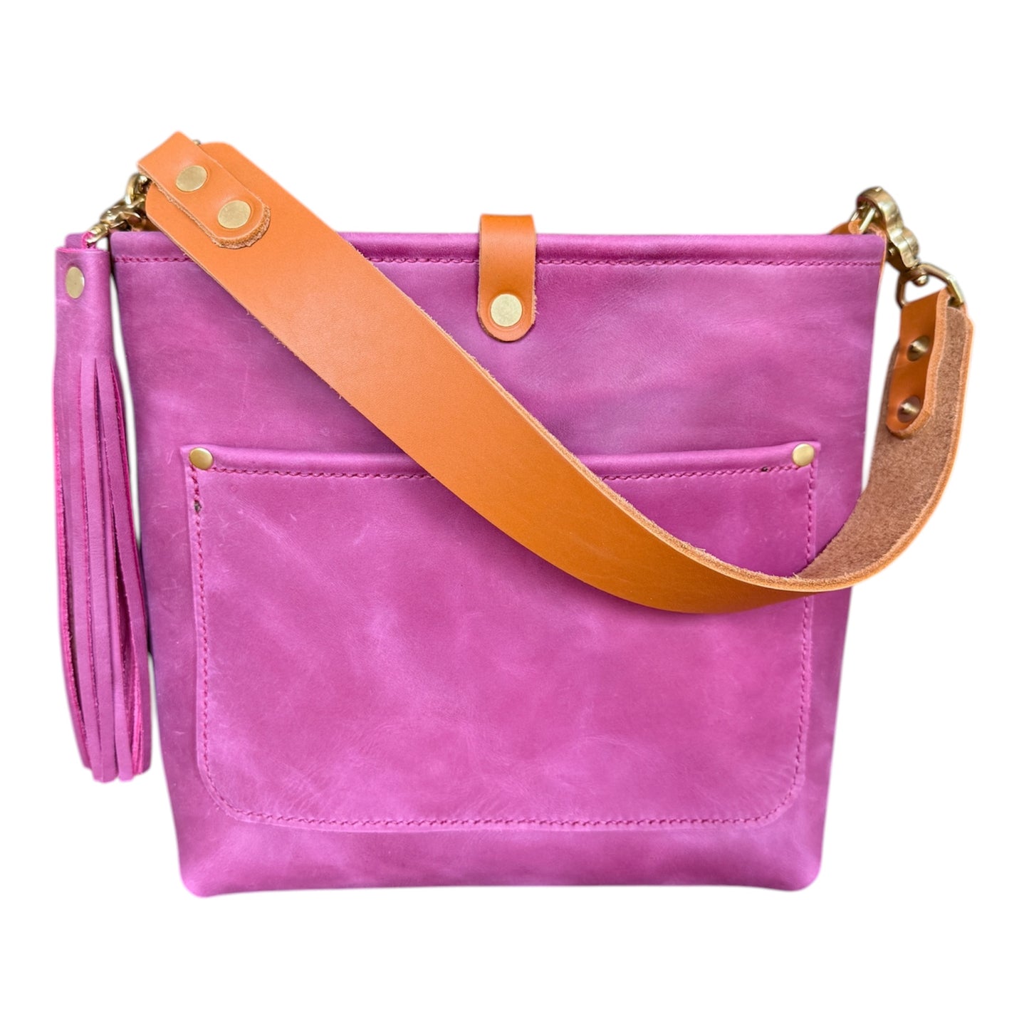 Bennett “shorty” Bucket in Electric Pink Full Grain Leather