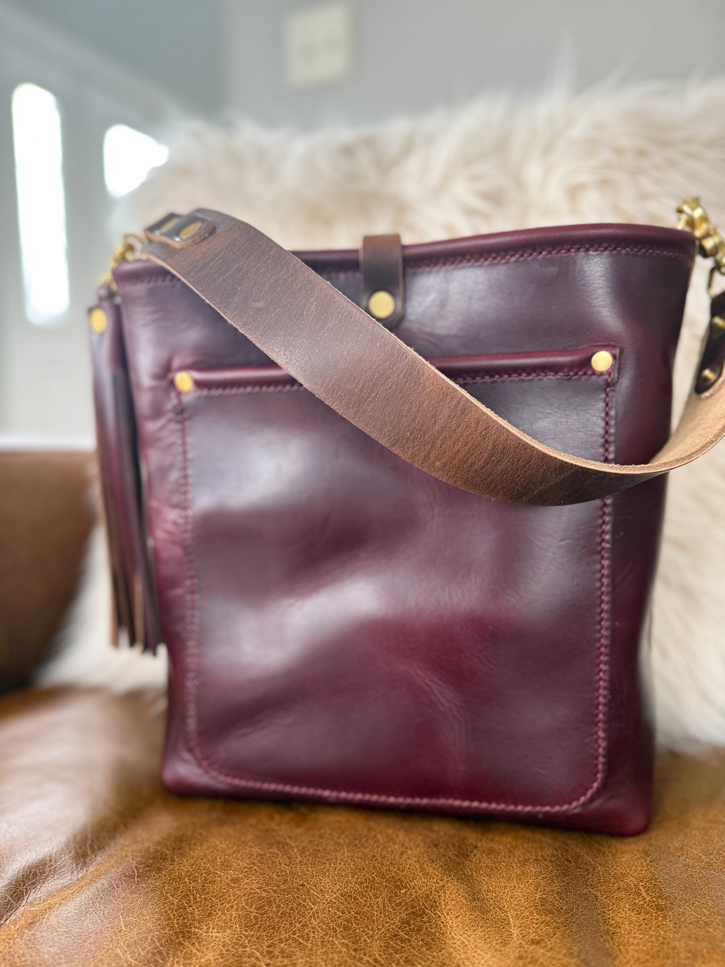 Bennett Bucket in Black Cherry Horween Chromexcel