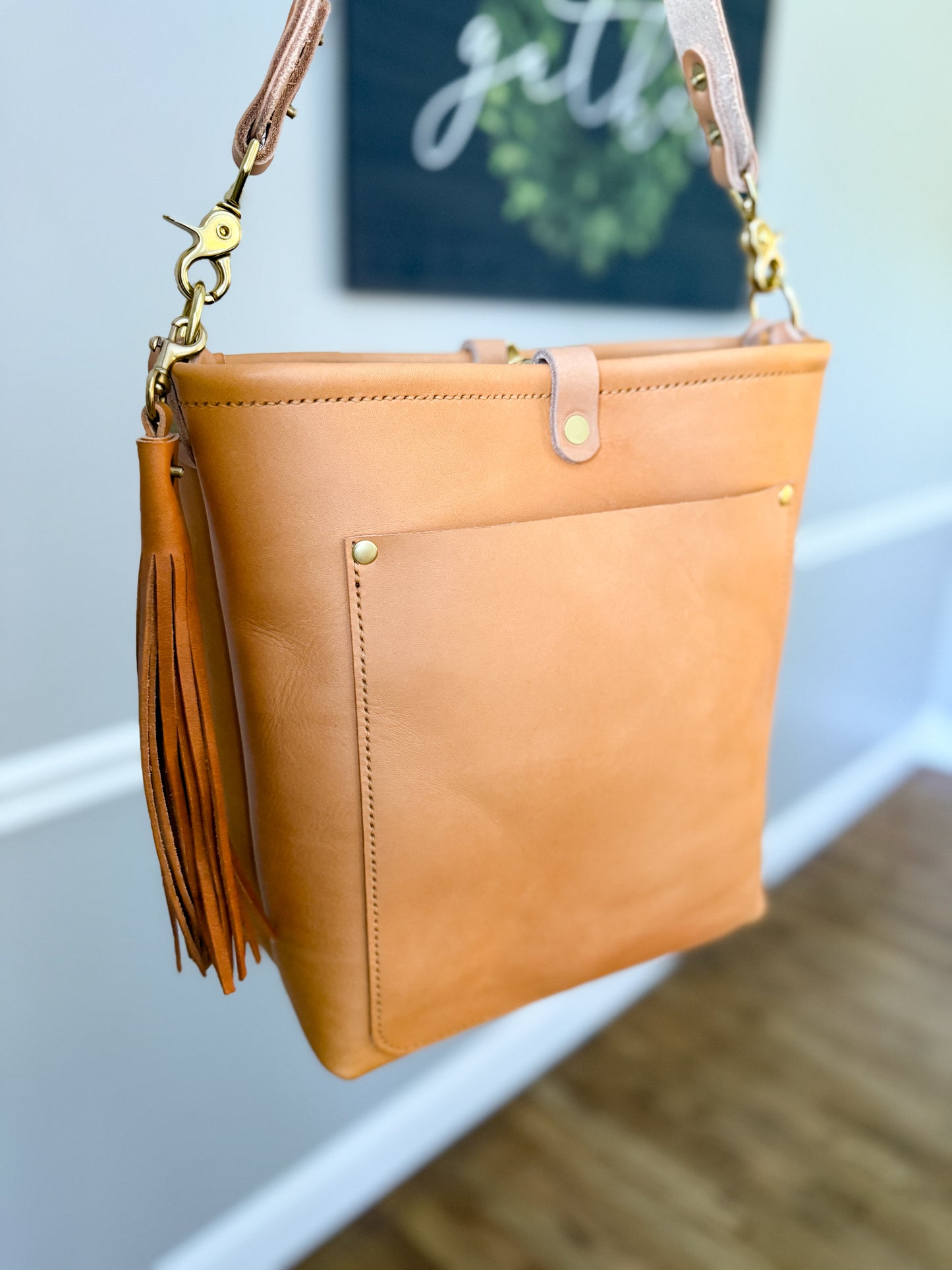 Bennett Bucket in Natural Vachetta (non-milled)