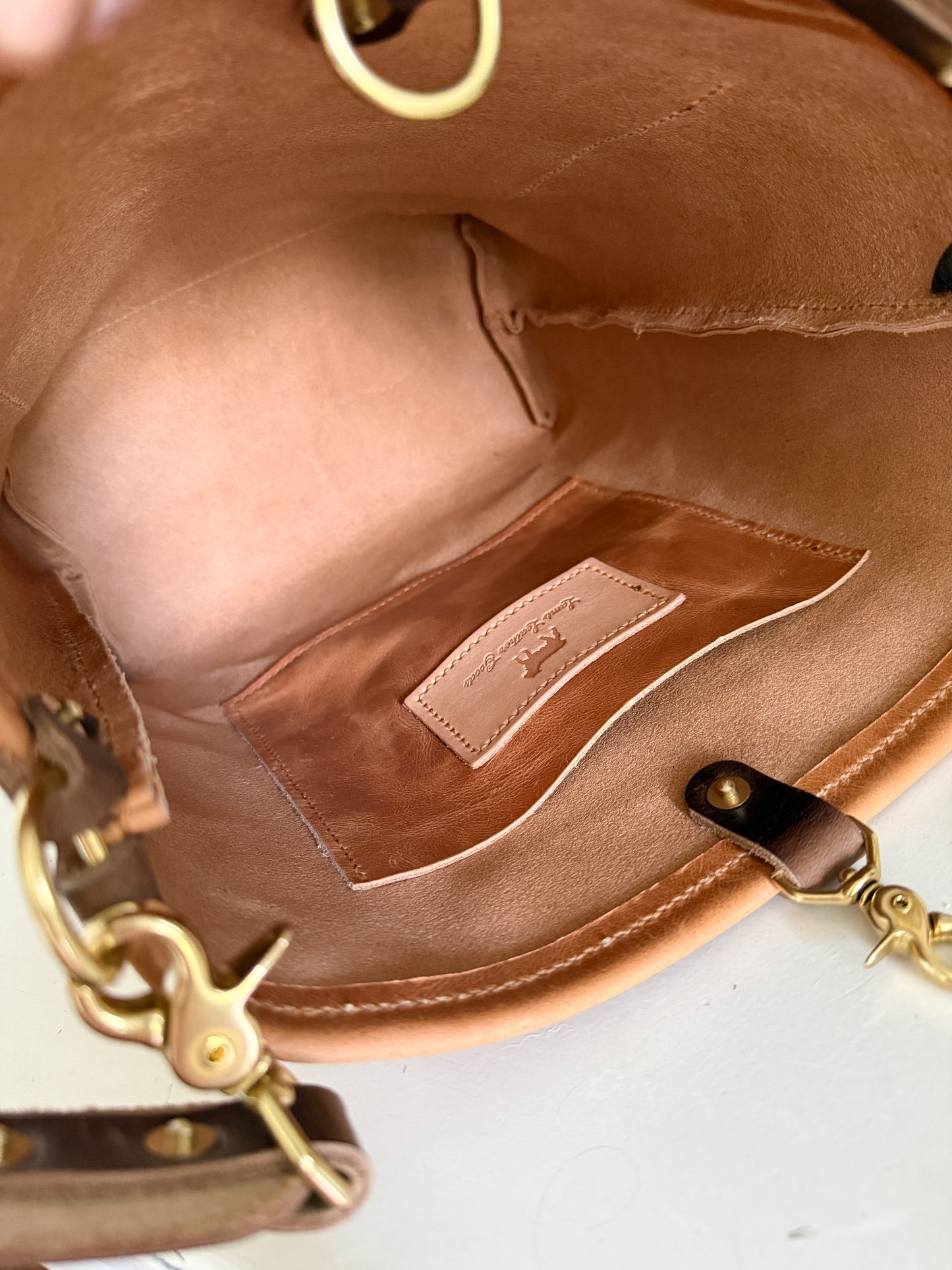 Western Bennett Bucket in Horween Natural Derby w/fringe