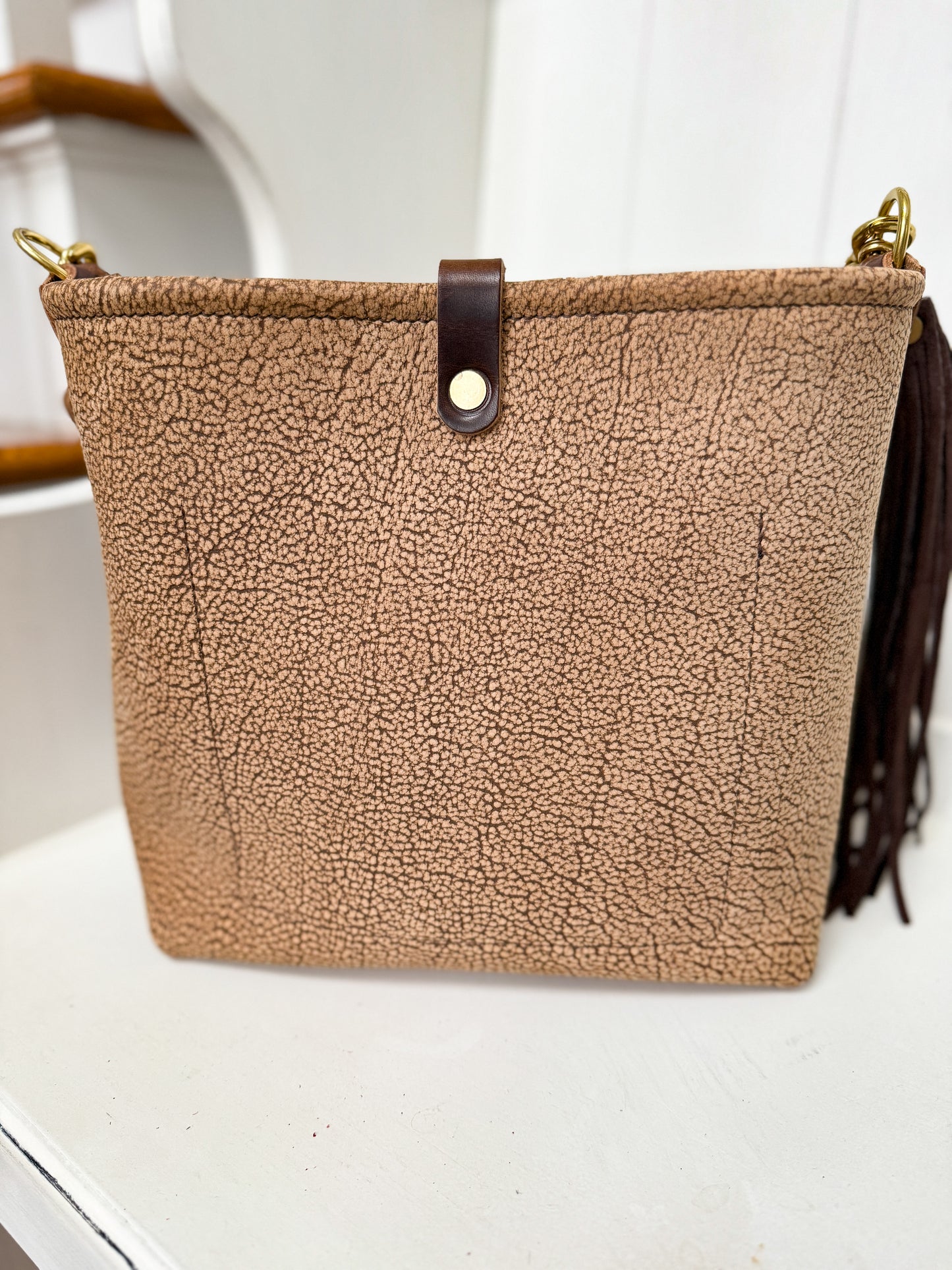 Bennett “shorty” Bucket in Full Grain Riverstone Bison