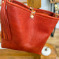 Hobo Bucket in Brick Full Grain Bison w/Candy Strap