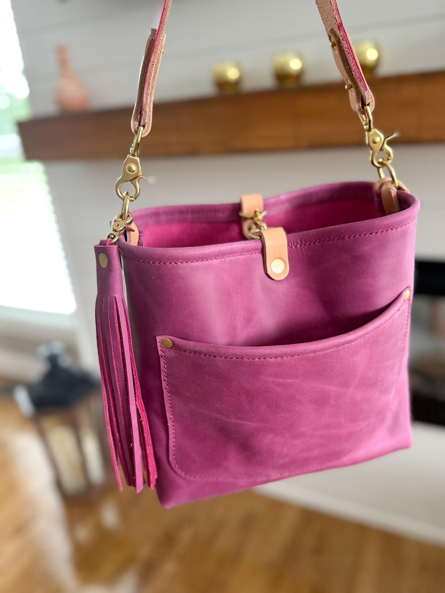 Bennett “shorty” Bucket in Electric Pink Full Grain Leather