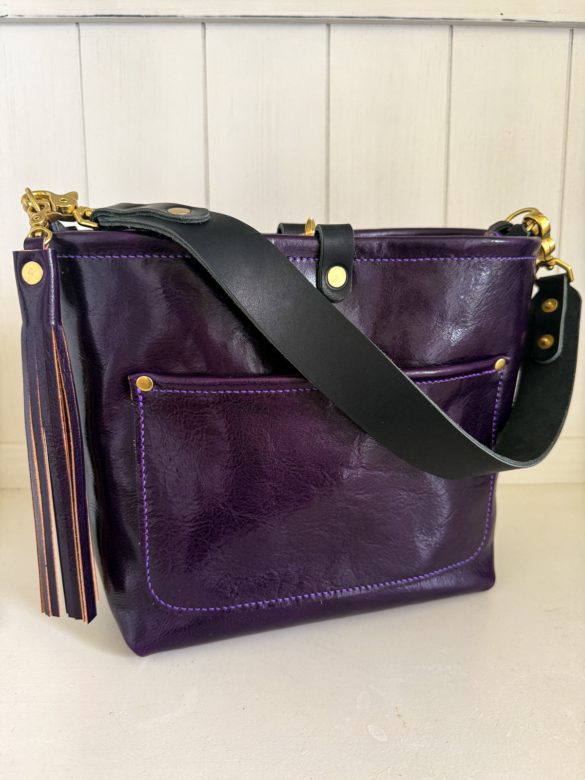 Bennett “shorty” Bucket in Eggplant Cuoio Italian Leather