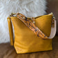 Hobo Bucket in Goldenrod Full Grain Bison w/Candy Strap