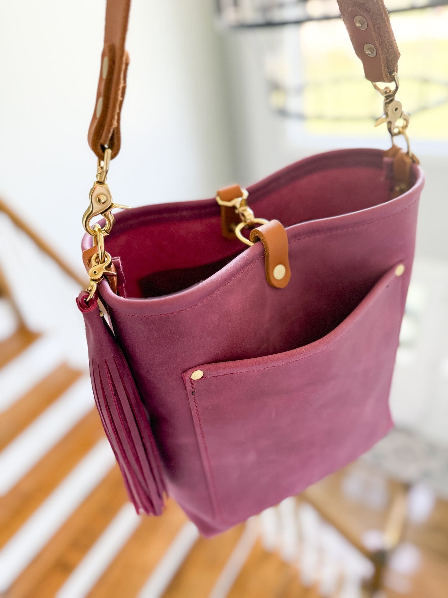 Bennett Bucket in Electric Pink Full Grain Leather