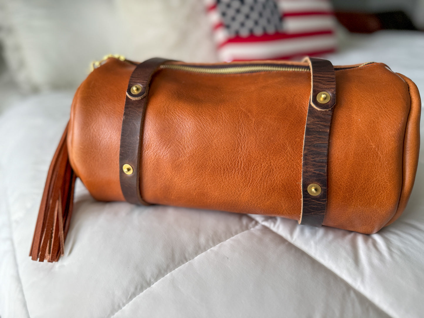 Bren Barrel in Toffee Vegetable Tanned Leather