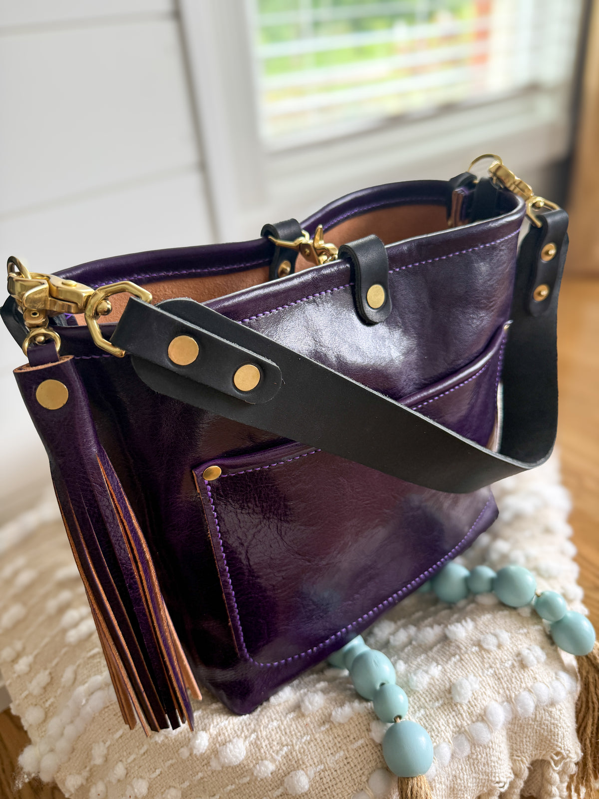 Bennett “shorty” Bucket in Eggplant Cuoio Italian Leather