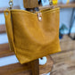 Hobo Bucket in Goldenrod Full Grain Bison w/Candy Strap