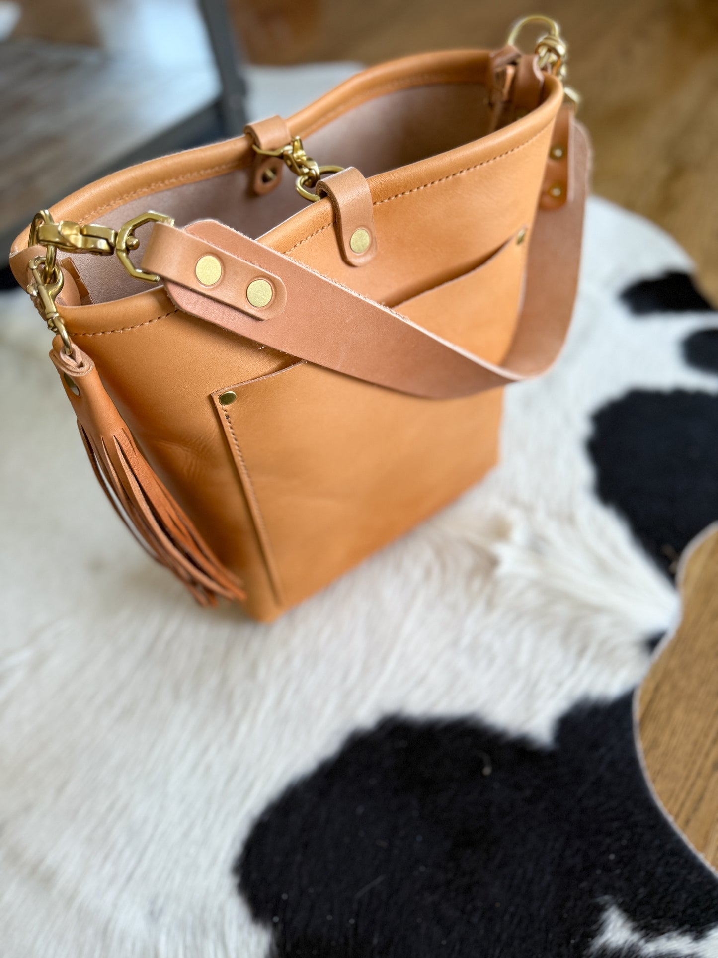 Bennett Bucket in Natural Vachetta (non-milled)