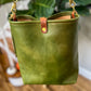 Hobo Bucket in Green Vegetable Tanned Full Grain Leather