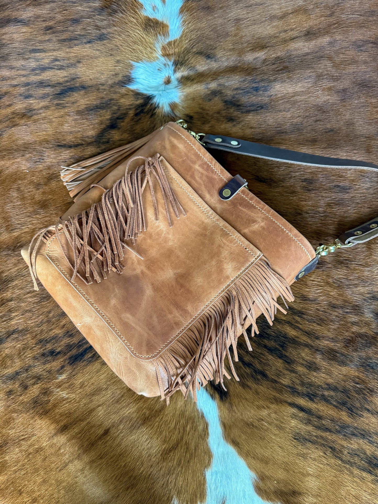 Western Bennett Bucket in Horween Natural Derby w/fringe