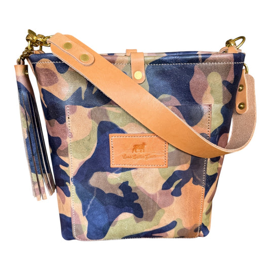Bennett Bucket in Full Grain Camo Vegetable Tanned Leather