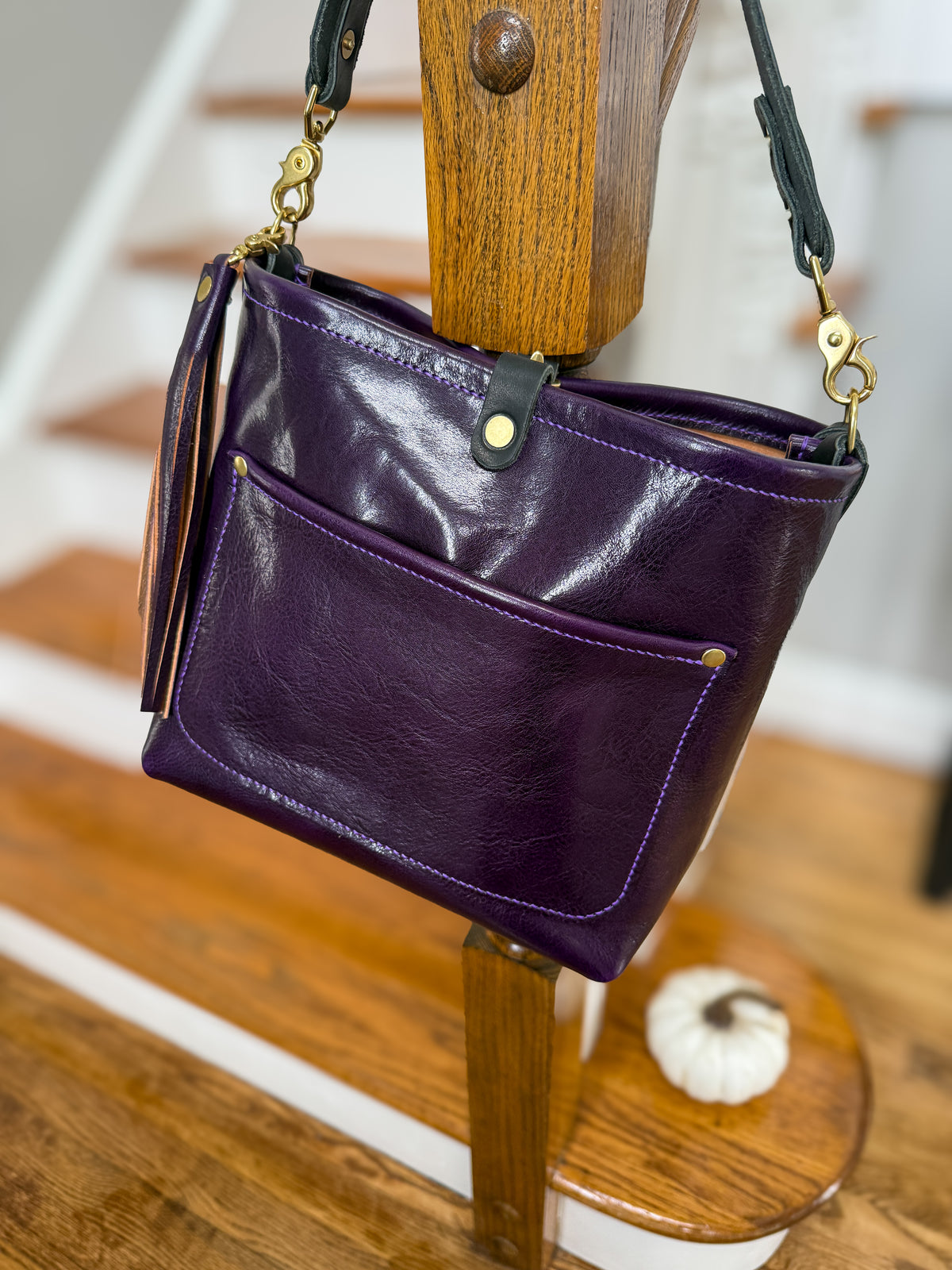 Bennett “shorty” Bucket in Eggplant Cuoio Italian Leather