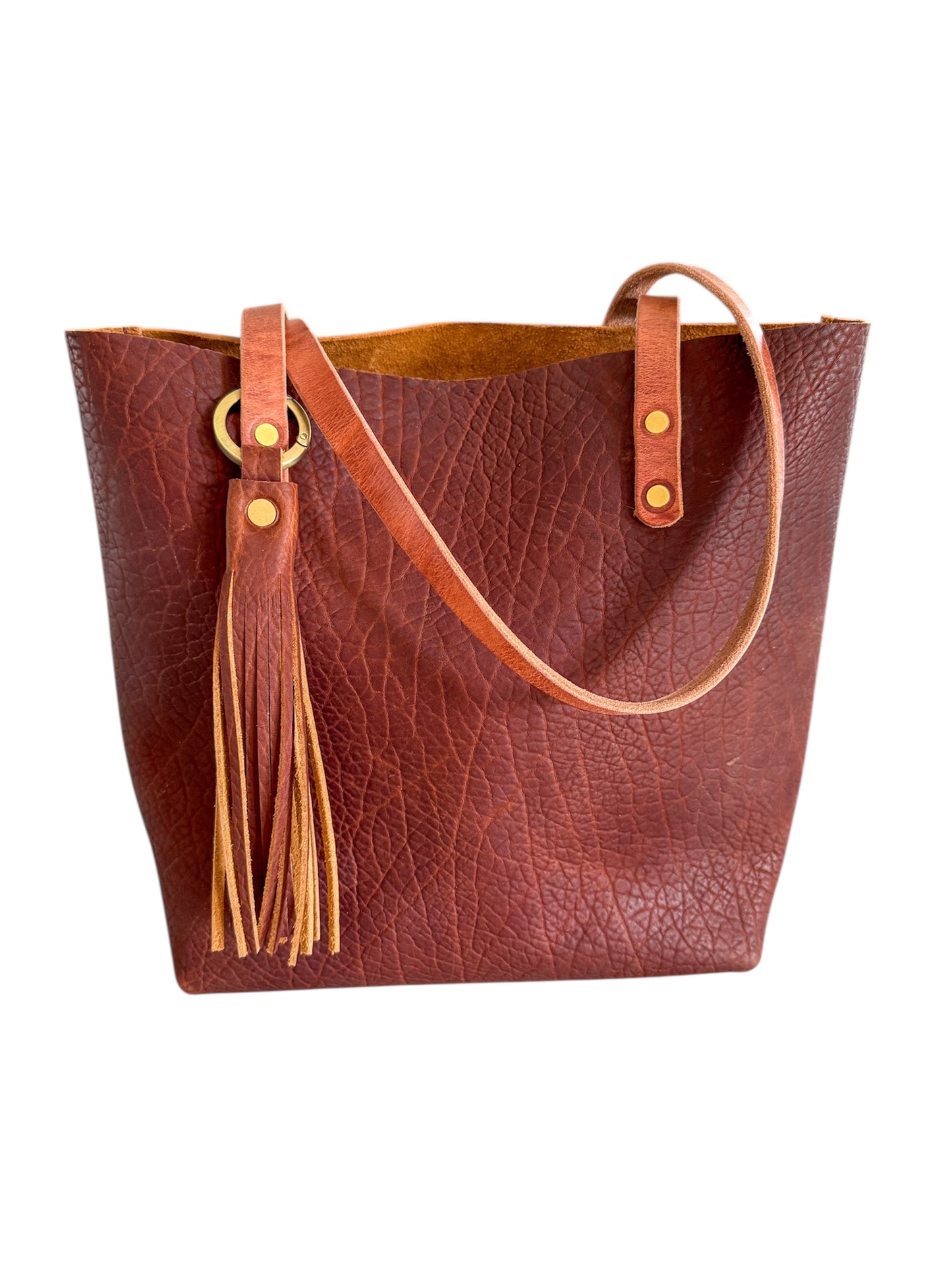 Classic Tote in Cherry Mahogany Full Grain Bison