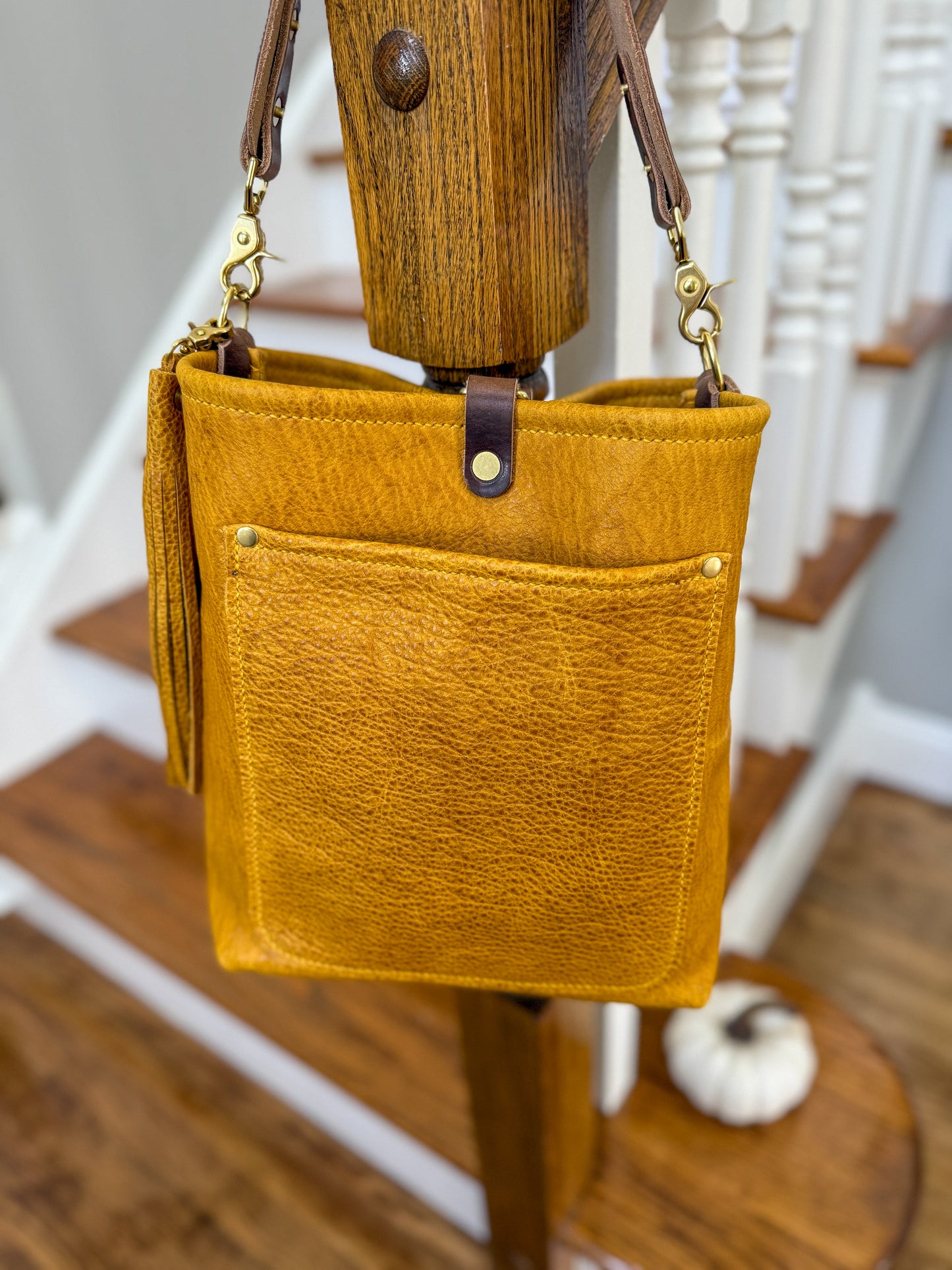 Bennett Bucket in Goldenrod Full Grain Bison