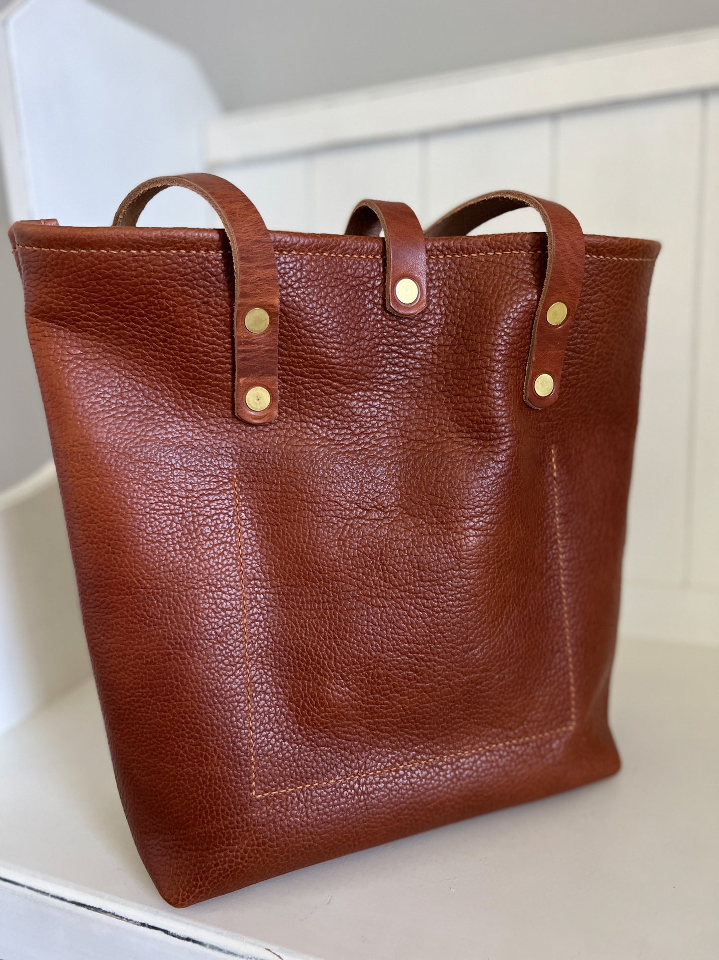 Tall Tote in Horween Montana Cognac