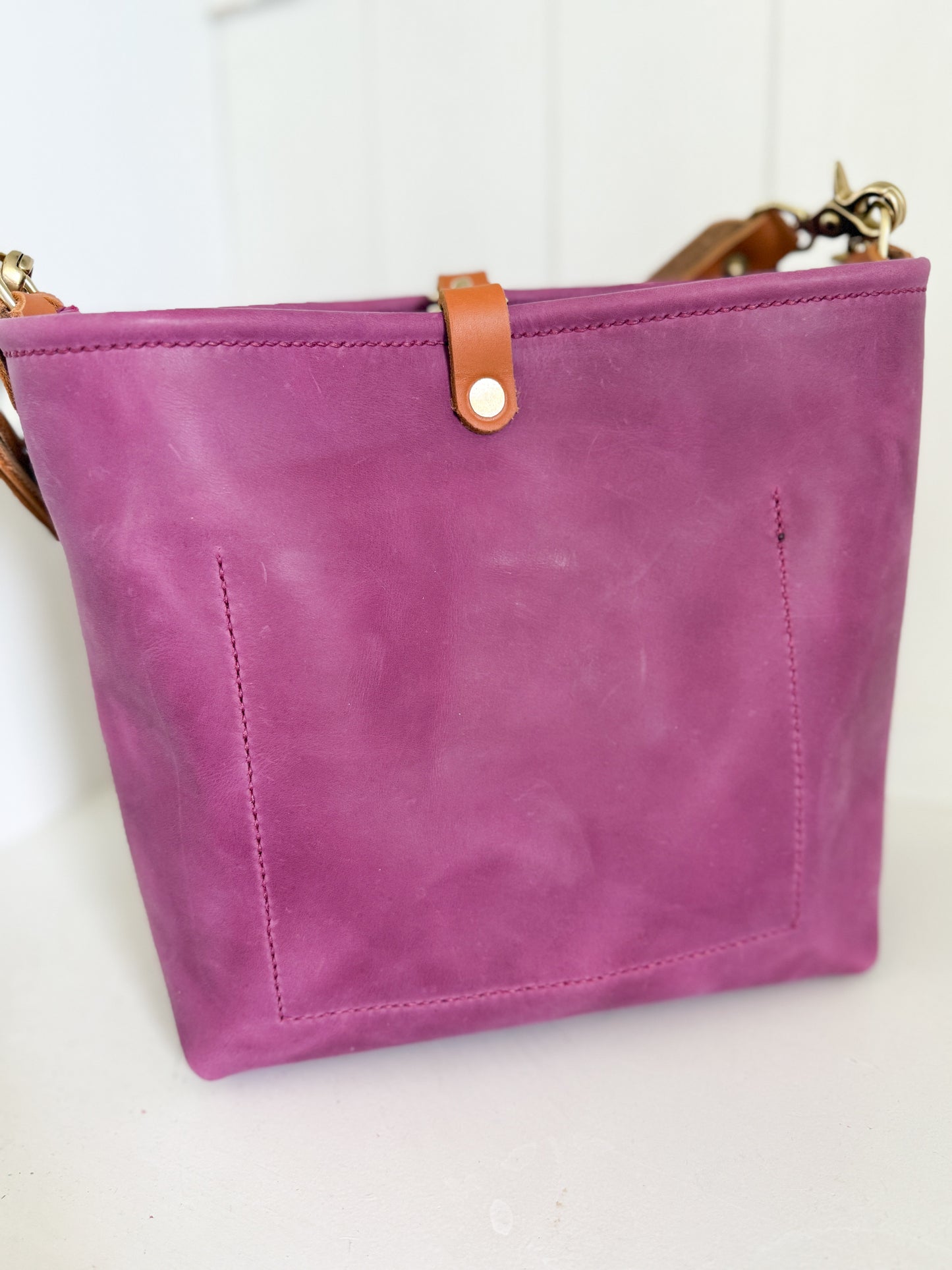 Bennett “shorty” Bucket in Electric Pink Full Grain Leather