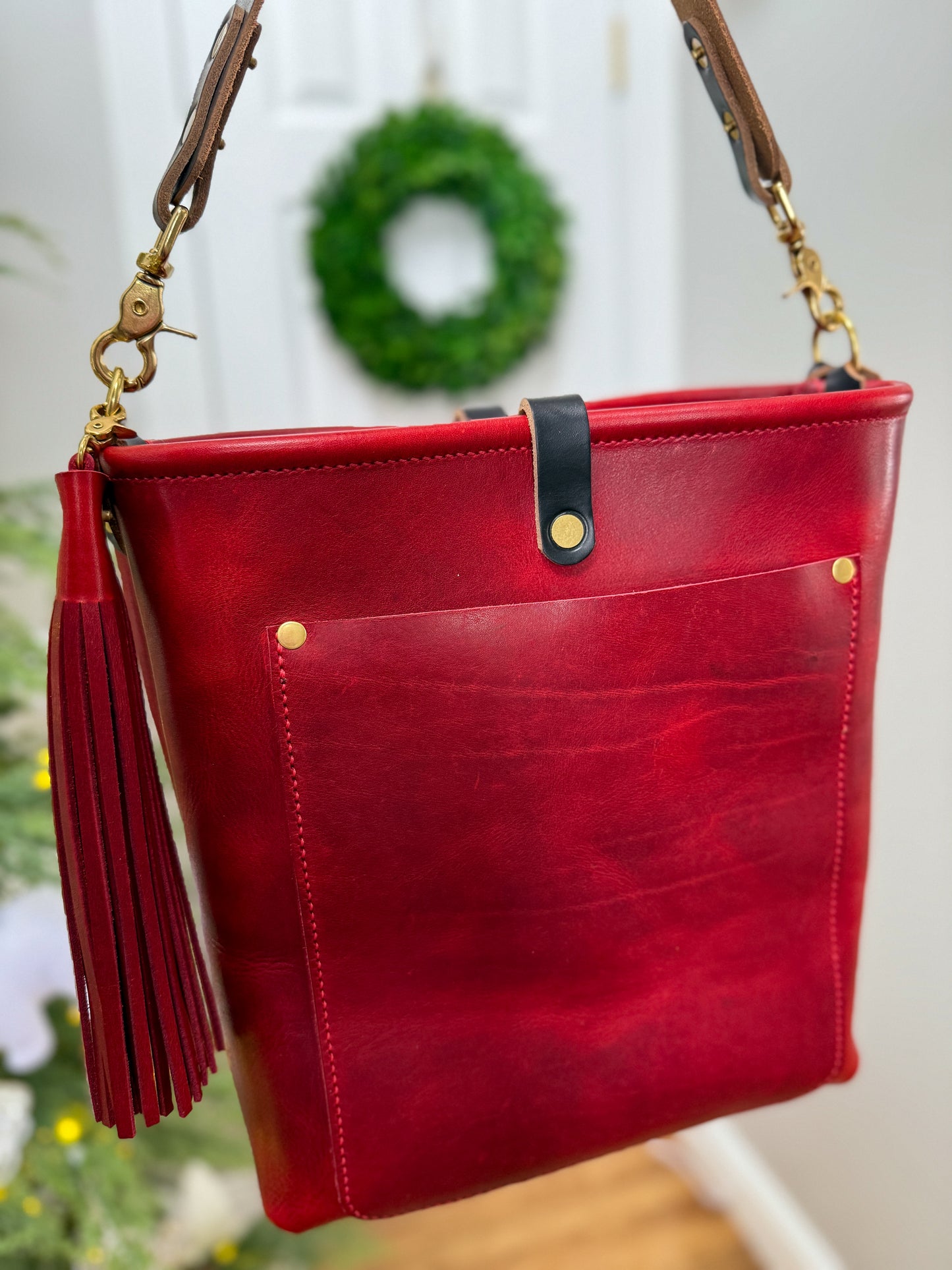 Bennett Bucket in Red Persian Horween Cypress Leather