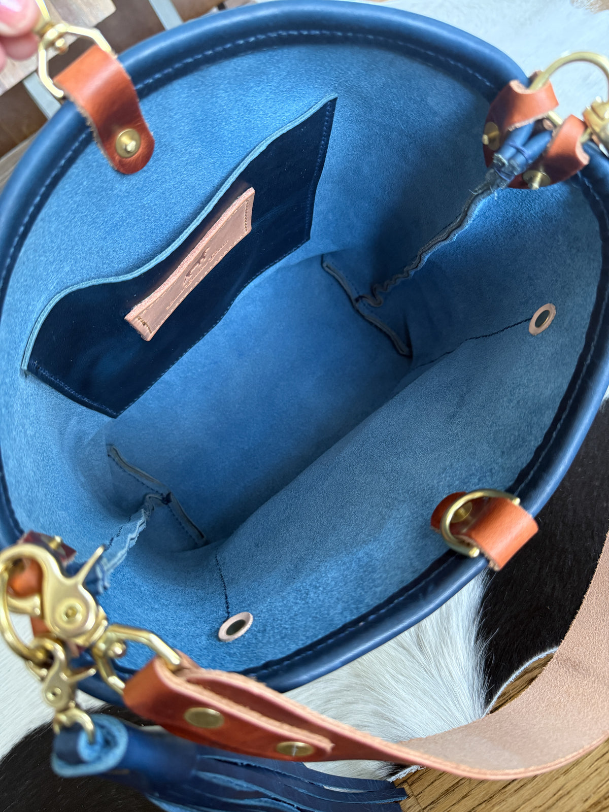 Bennett Bucket in Horween Cobalt Full Grain Leather
