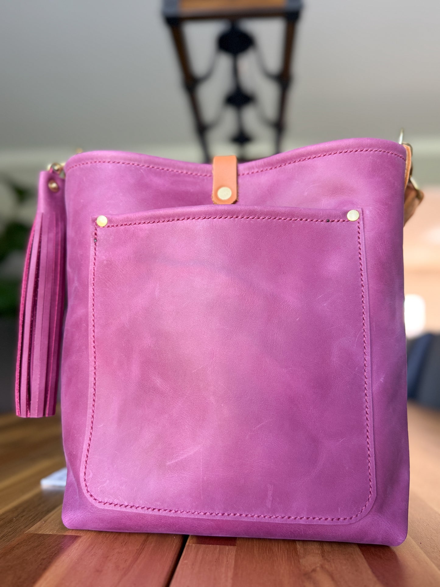 Bennett Bucket in Electric Pink Full Grain Leather