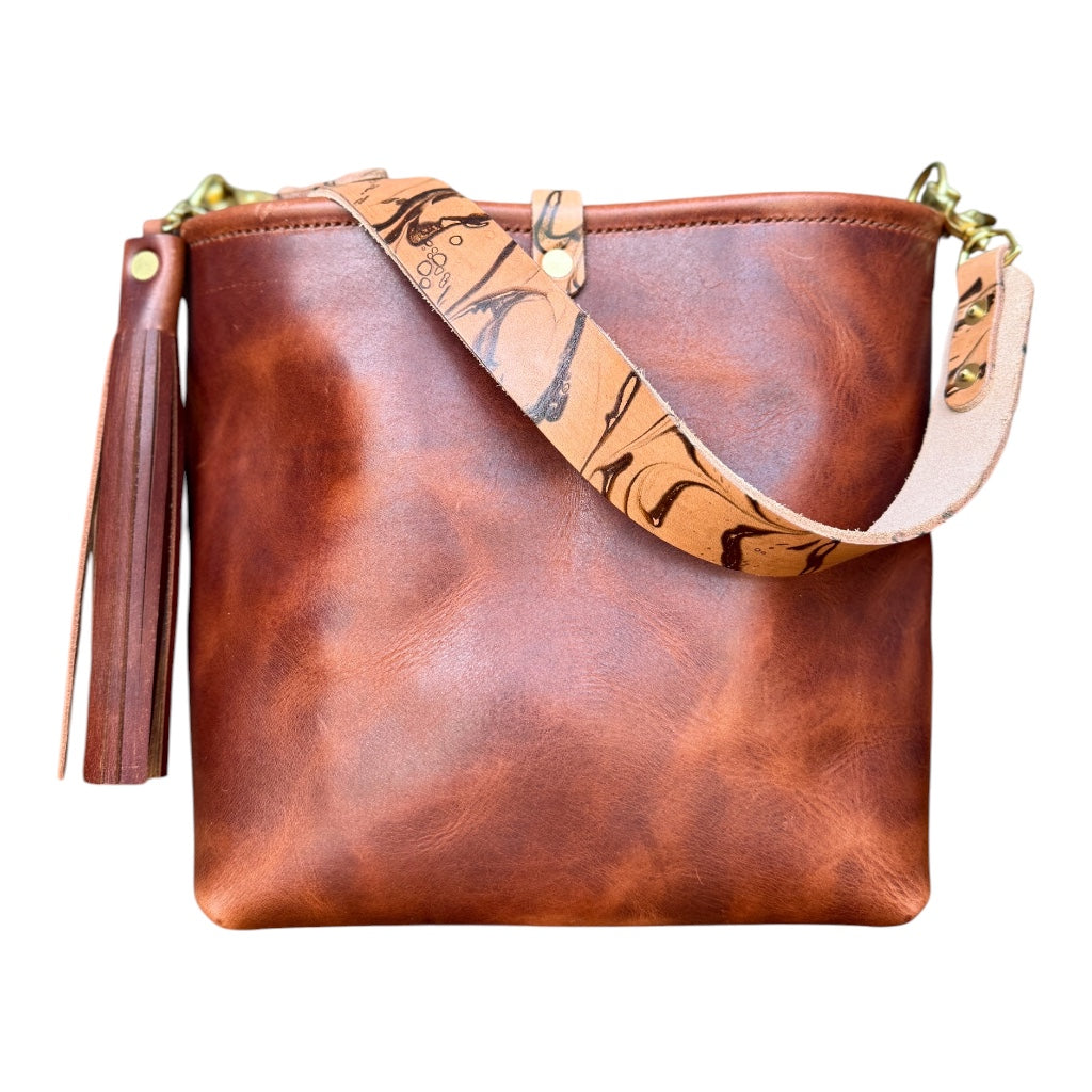 Hobo Bucket in Horween Brown Nut Dublin w/Candy Strap