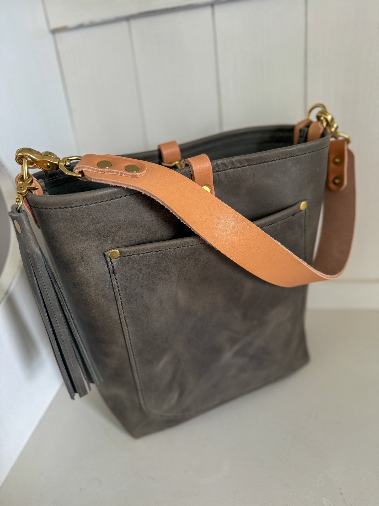 Bennett Bucket in Seagrass Derby Horween