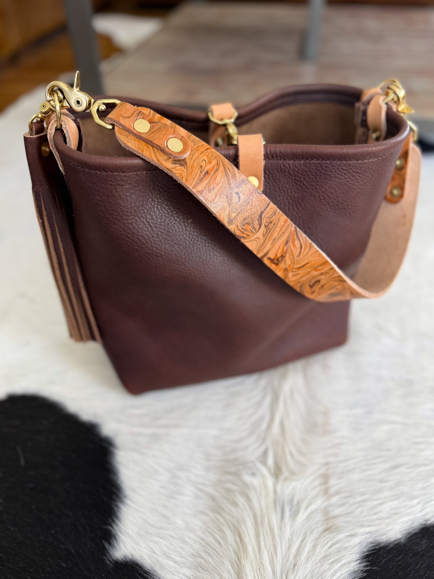 Hobo Bucket Horween Chocolate Full Grain Leather