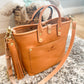 Brookie Medium Crossbody Tote in Natural Italian Full Grain Vegetable Tanned Leather