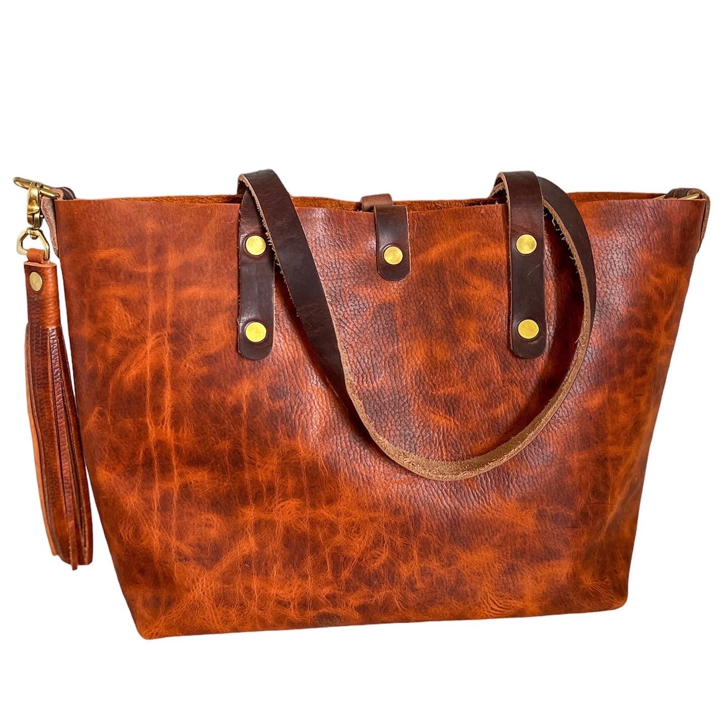 East-West Tote in Full Grain Hot Coals Leather