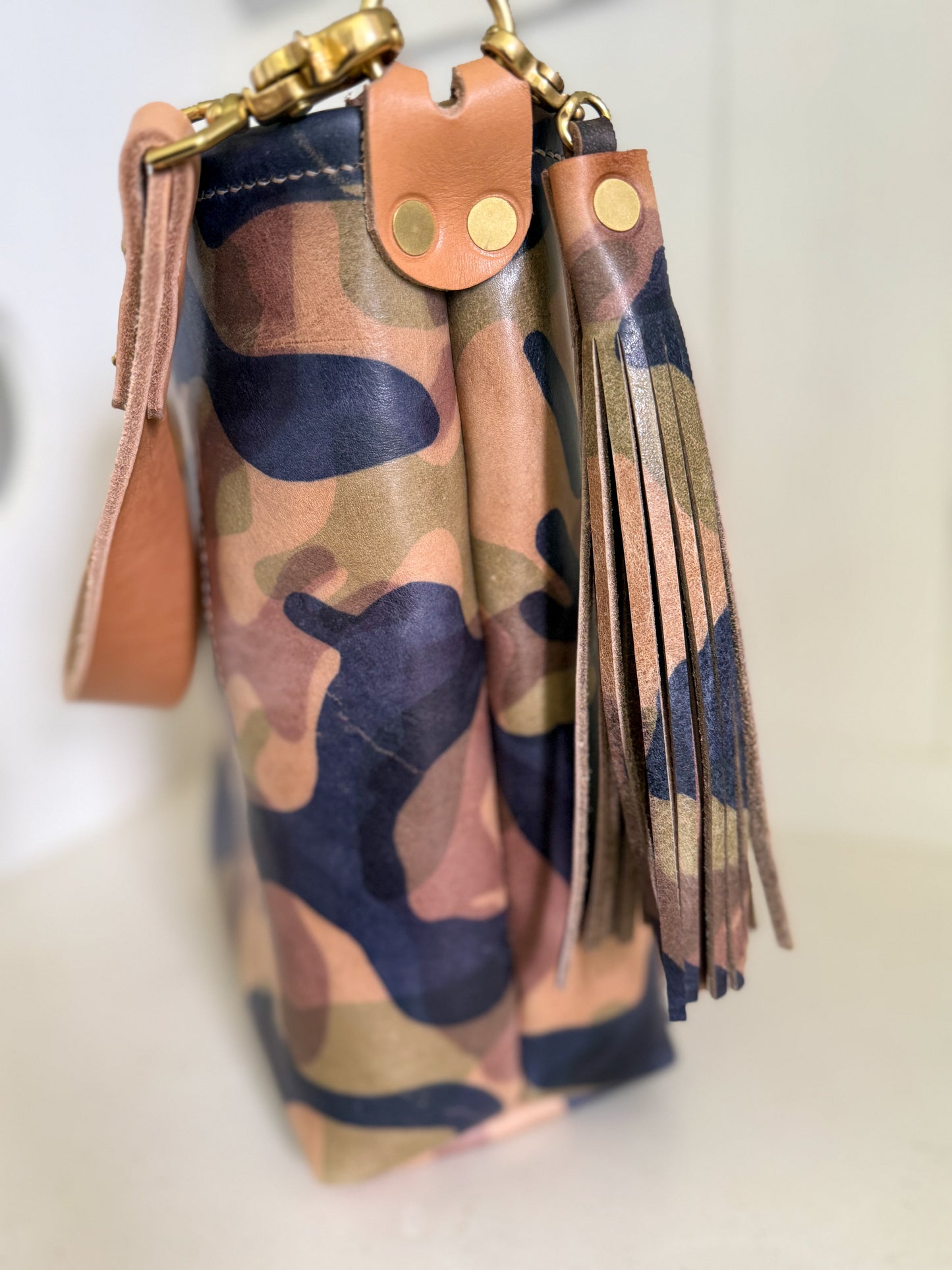 Bennett Bucket in Full Grain Camo Vegetable Tanned Leather