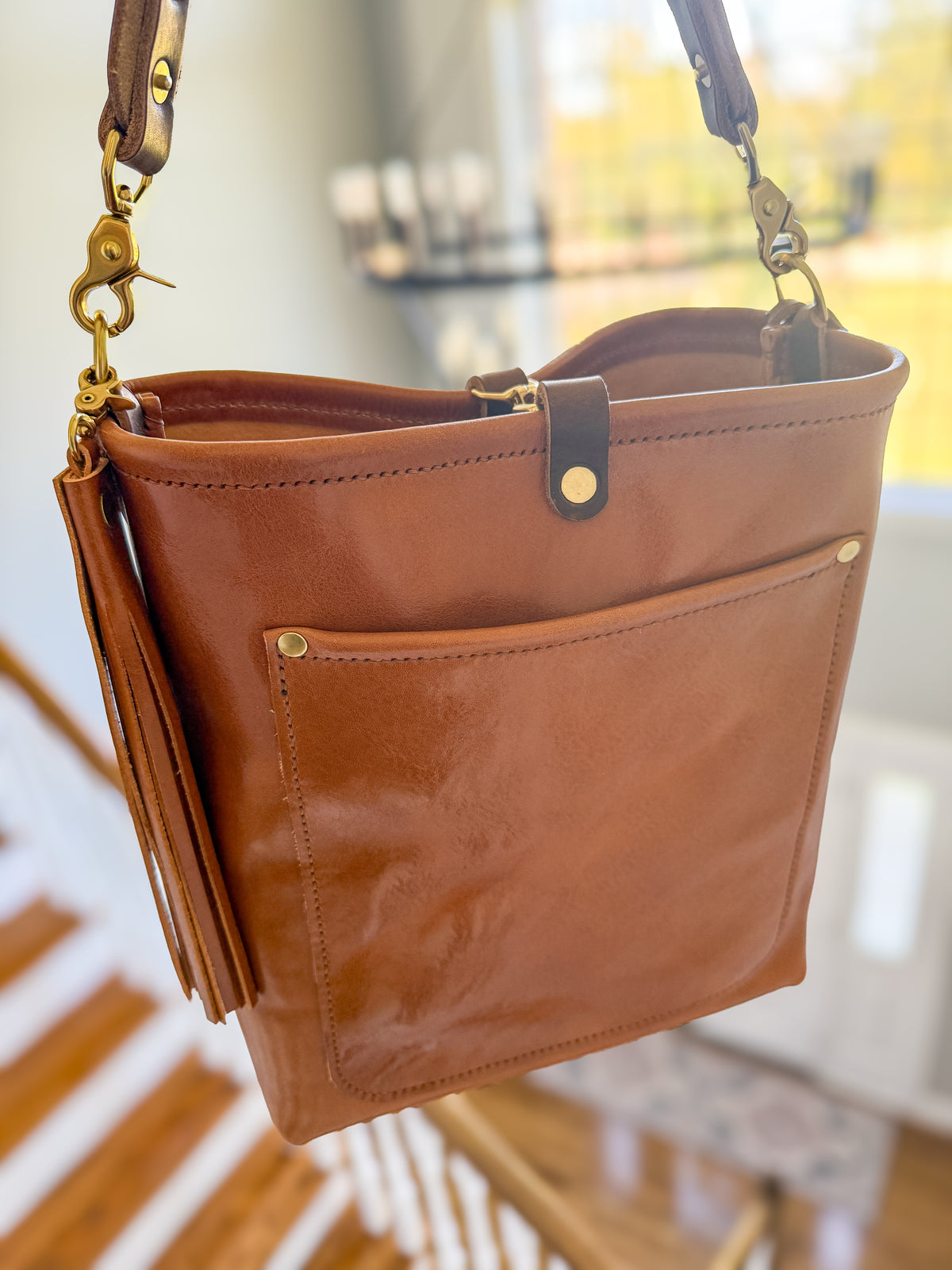 Bennett Bucket in Miel Cuoio Italian Leather