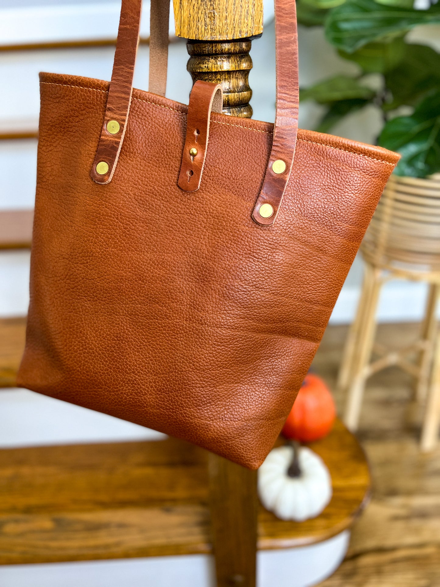 Tall Tote in Horween Montana Cognac