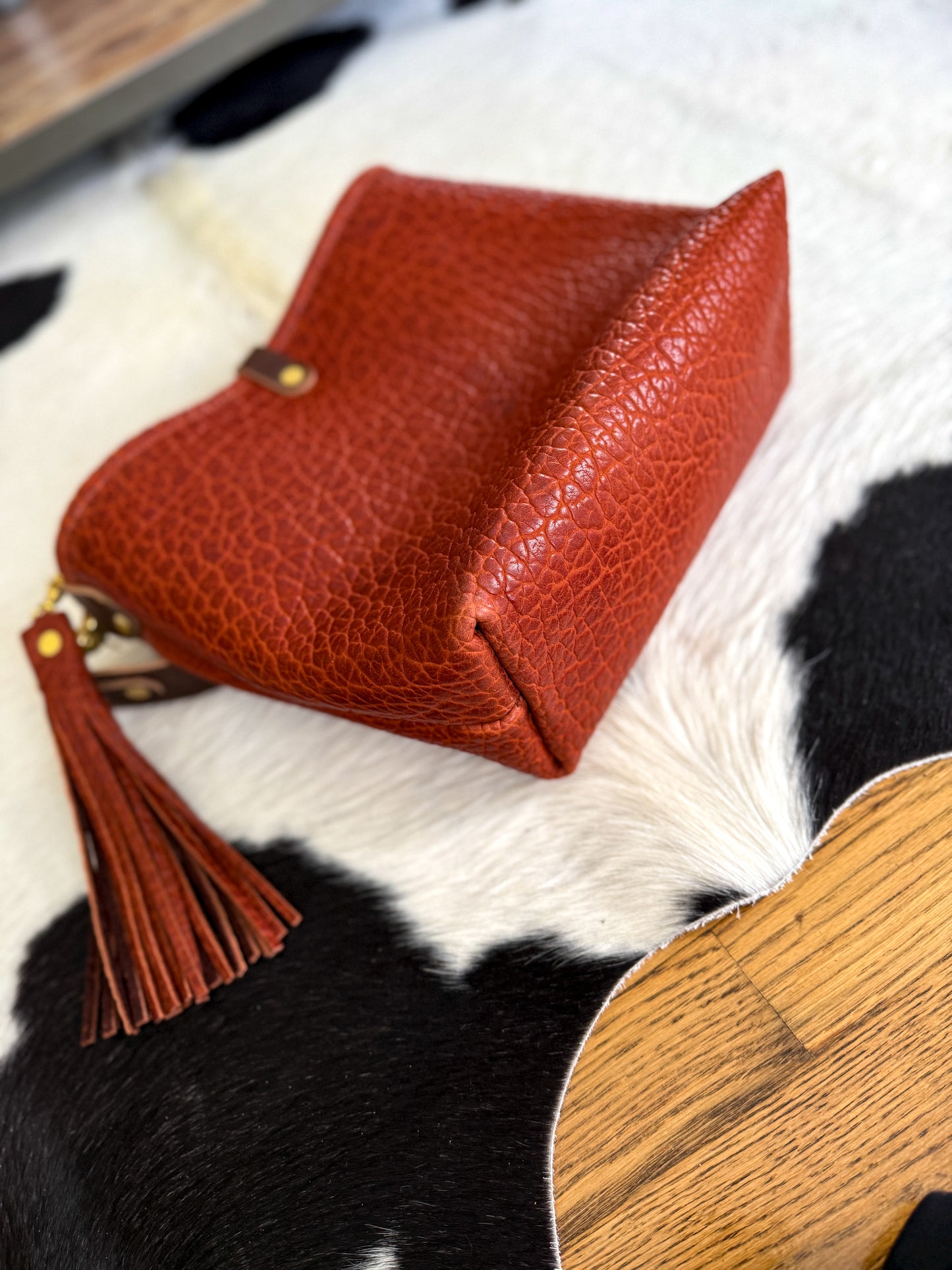 Hobo Bucket in Chestnut Full Grain Bison Leather