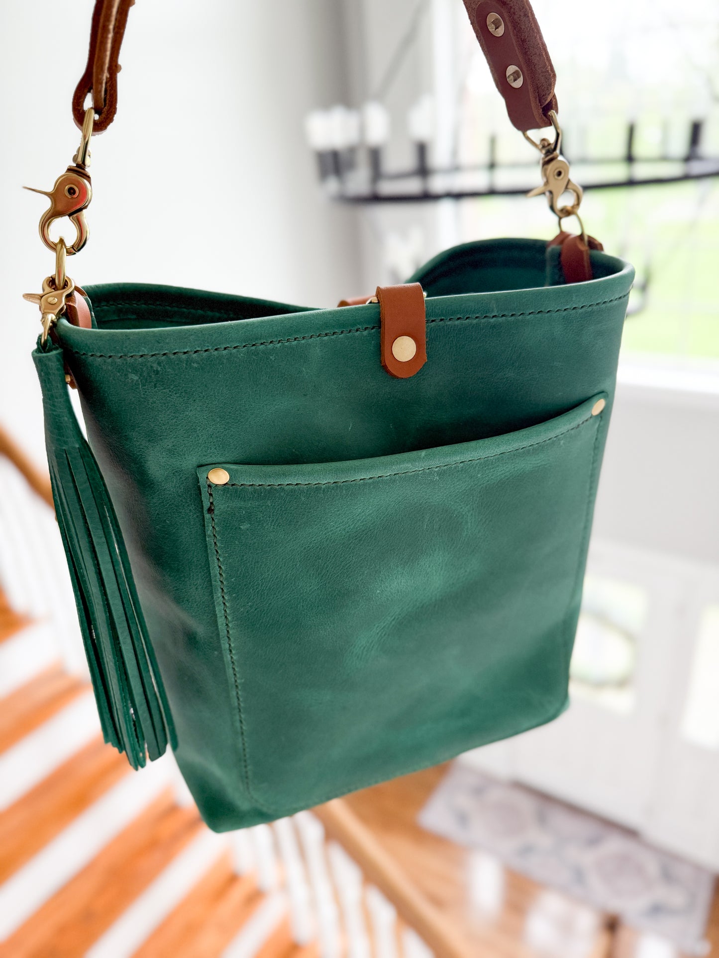 Bennett Bucket in Teal Full Grain Leather