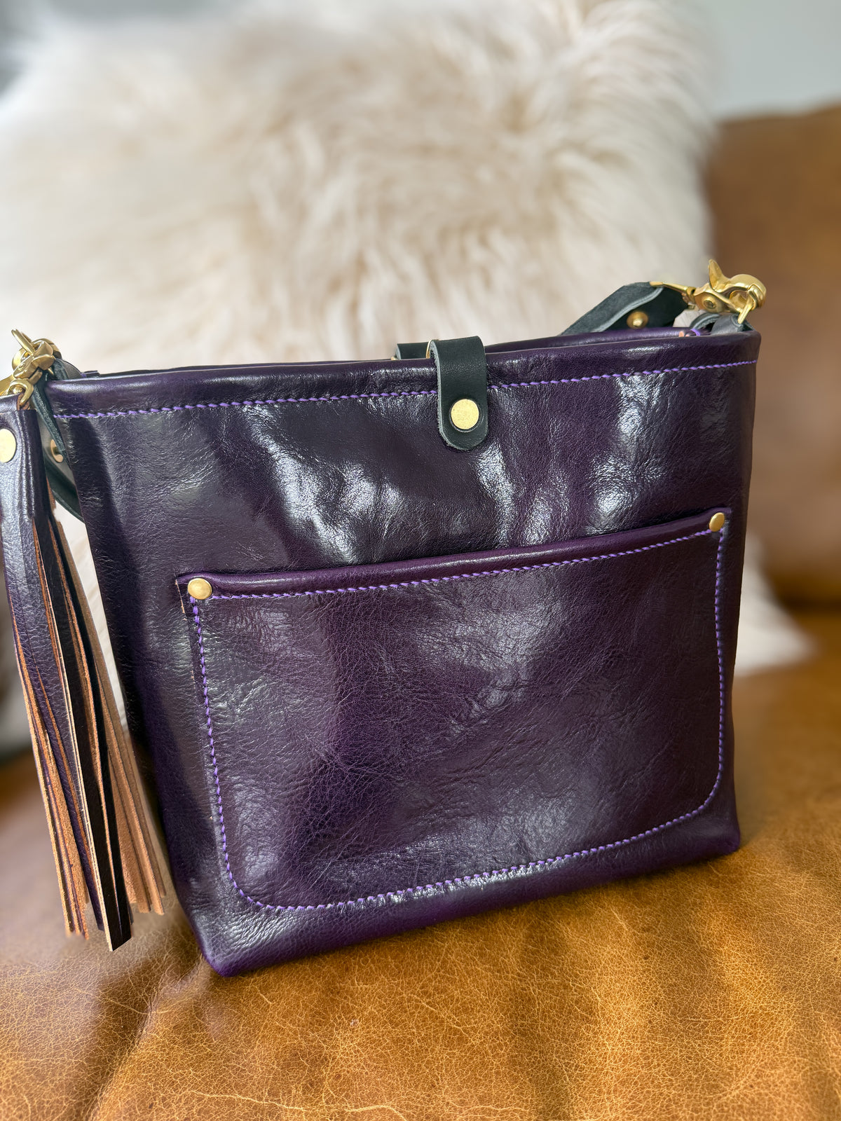 Bennett “shorty” Bucket in Eggplant Cuoio Italian Leather