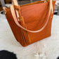 East West Tote in Tawny Full Grain Leather with foot/base