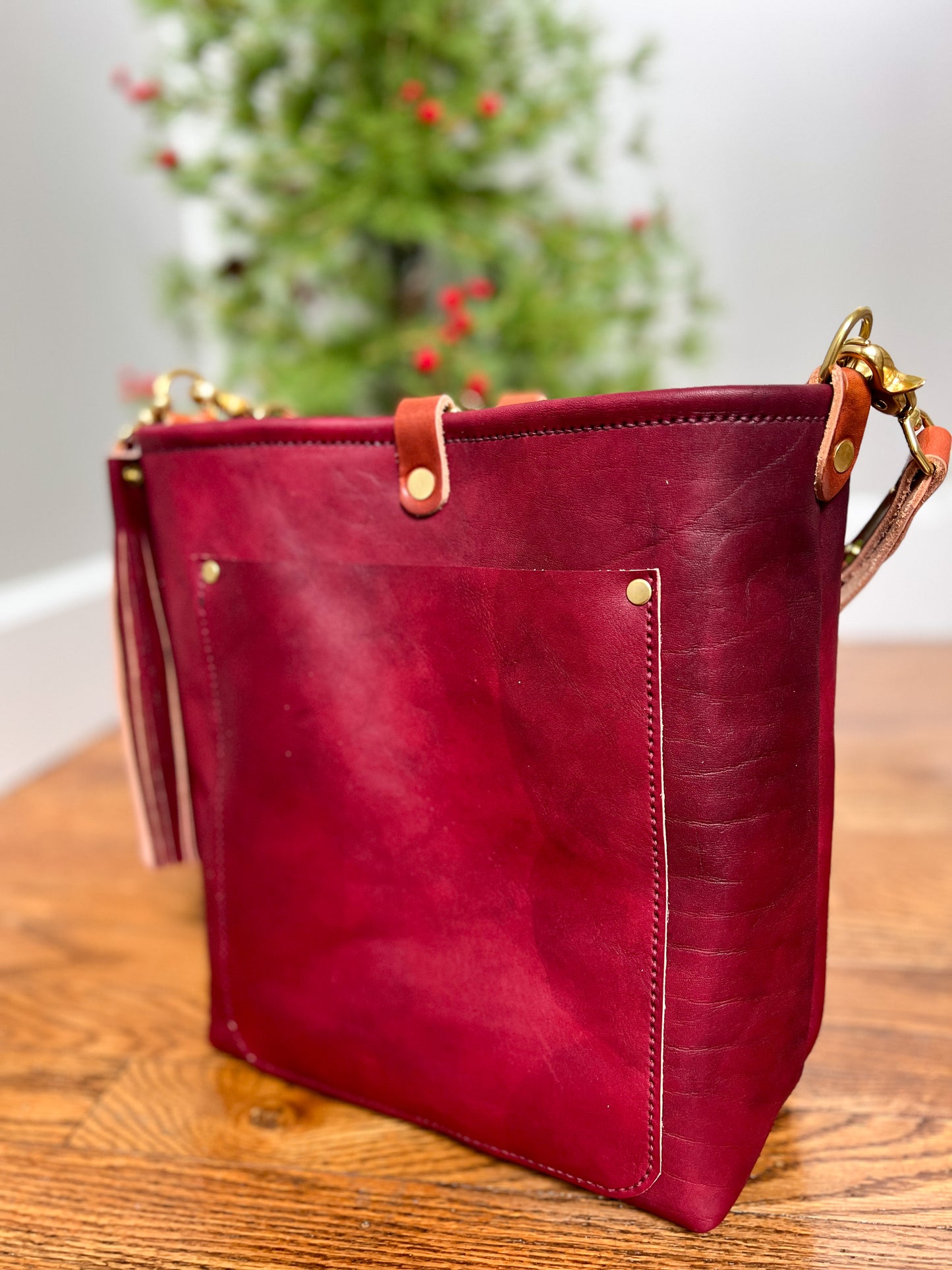 Bennett Bucket in Mulberry Veg Tan Italian Leather