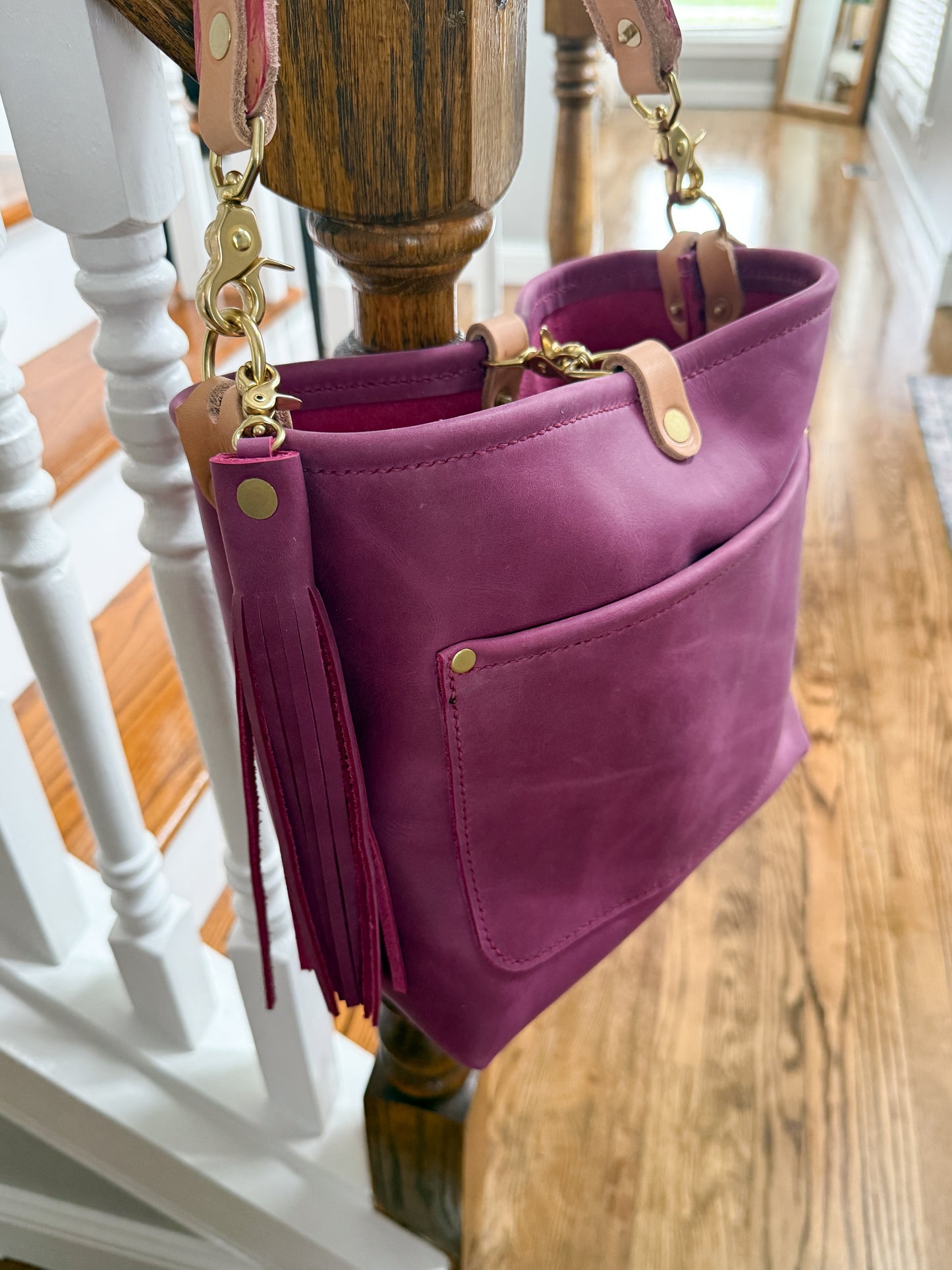 Bennett “shorty” Bucket in Electric Pink Full Grain Leather
